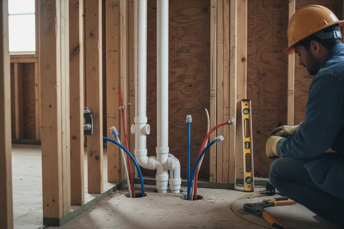 Drain and supply rough-in during Drain Cleaning in Bristol